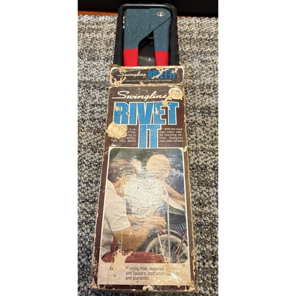 Vintage 1970S Swingline Rivet It Triple Head Riveting 9” Plier In Box USA - Picture 7 of 13